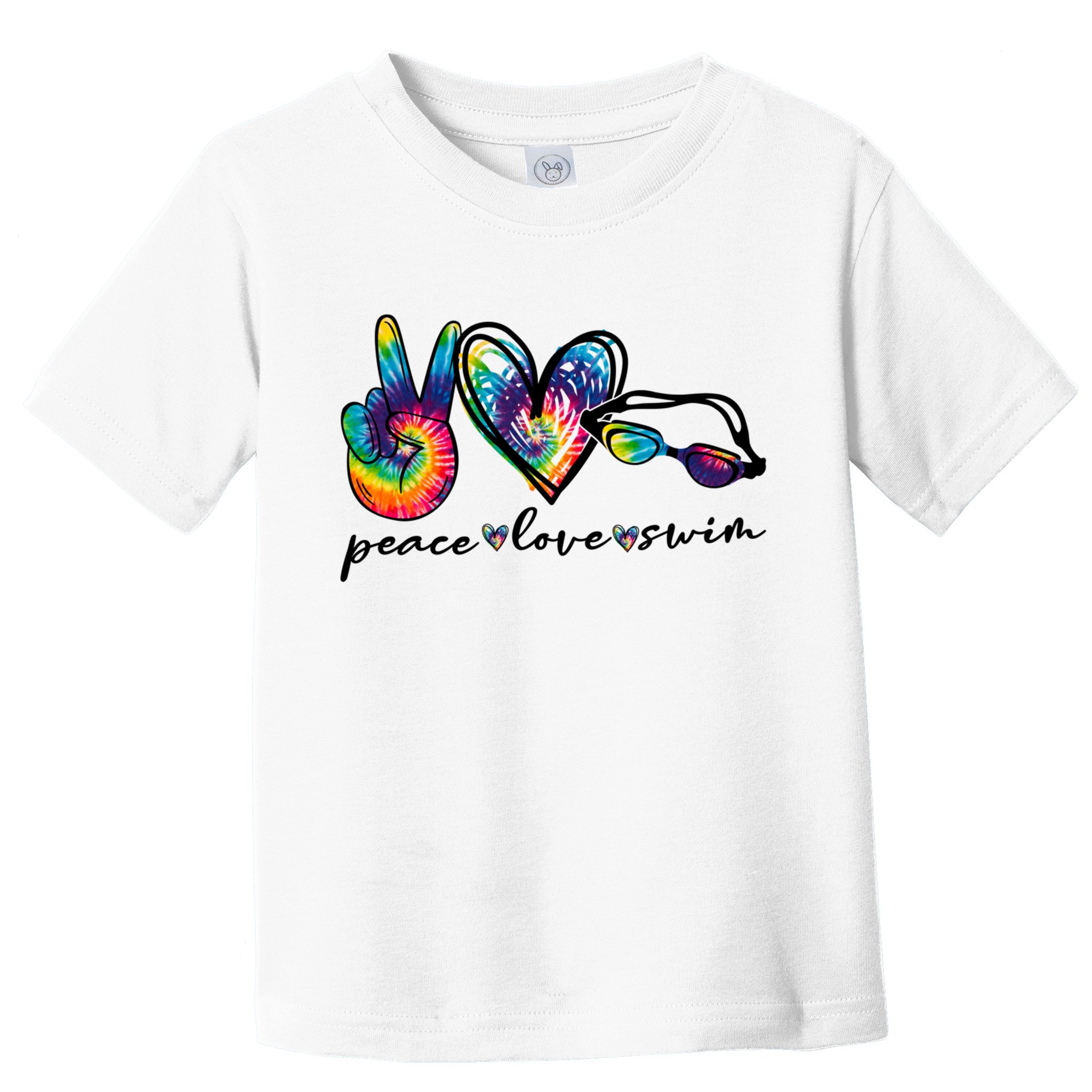 Peace Love Swim Goggles Tie Dye Swimmer Swimming Cool Gift Toddler T-Shirt