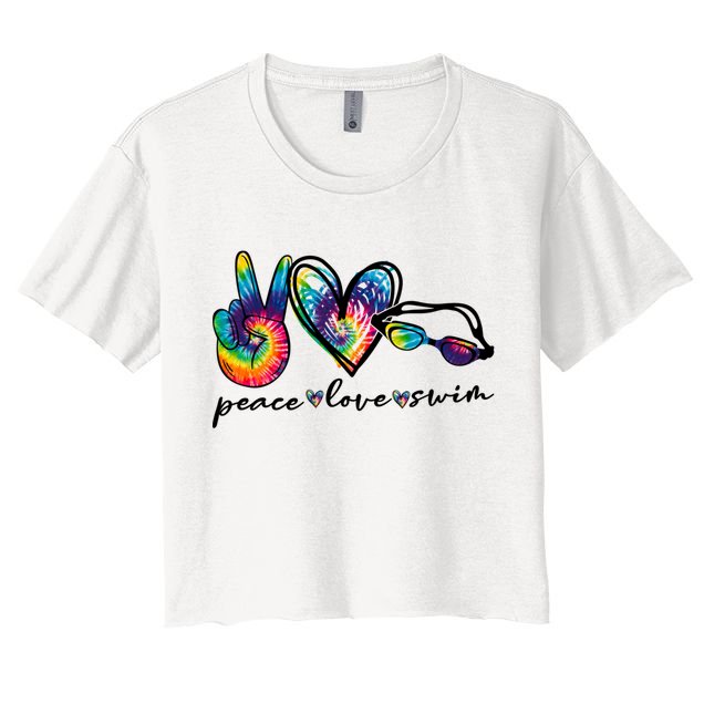 Peace Love Swim Goggles Tie Dye Swimmer Swimming Cool Gift Crop Top