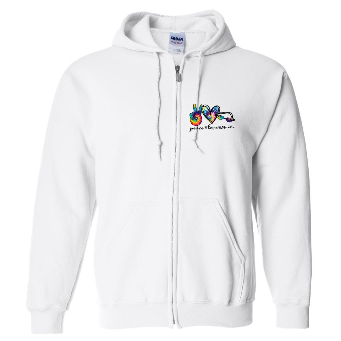 Peace Love Swim Goggles Tie Dye Swimmer Swimming Cool Gift Full Zip Hoodie