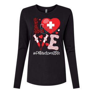 Phlebotomist Life Stethoscope Heart Medical Phlebotomy Womens Cotton Relaxed Long Sleeve T-Shirt