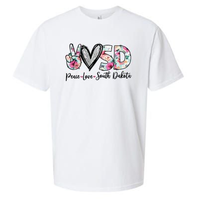 Peace Love South Dakota Vinatge Floral South Dakota Lovers Sueded Cloud Jersey T-Shirt