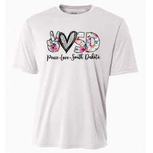 Peace Love South Dakota Vinatge Floral South Dakota Lovers Cooling Performance Crew T-Shirt