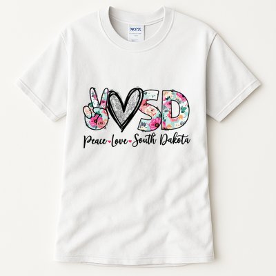 Peace Love South Dakota Vinatge Floral South Dakota Lovers Tall T-Shirt