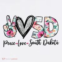 Peace Love South Dakota Vinatge Floral South Dakota Lovers Tall T-Shirt