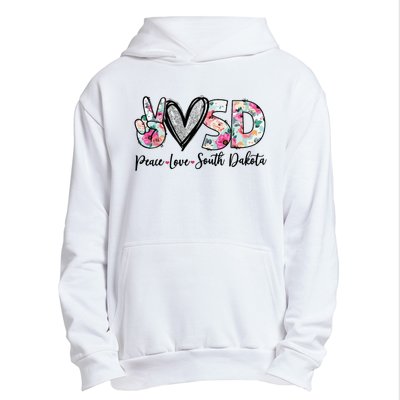 Peace Love South Dakota Vinatge Floral South Dakota Lovers Urban Pullover Hoodie