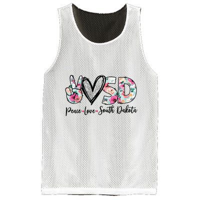 Peace Love South Dakota Vinatge Floral South Dakota Lovers Mesh Reversible Basketball Jersey Tank