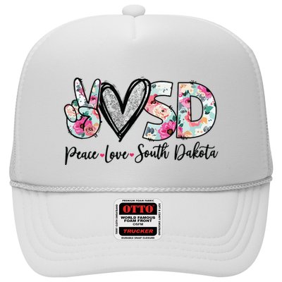 Peace Love South Dakota Vinatge Floral South Dakota Lovers Trucker Hat