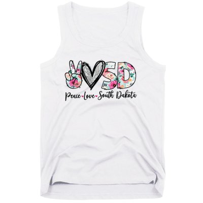 Peace Love South Dakota Vinatge Floral South Dakota Lovers Tank Top