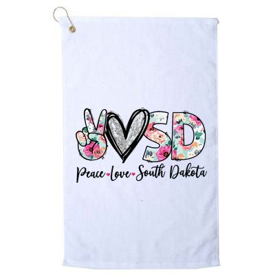 Peace Love South Dakota Vinatge Floral South Dakota Lovers Golf Towel