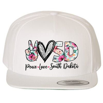 Peace Love South Dakota Vinatge Floral South Dakota Lovers Wool Snapback Cap