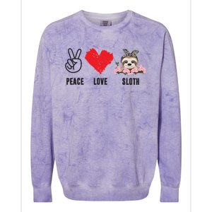 Peace Love Sloth Funny Sloth Love Great Gift Colorblast Crewneck Sweatshirt