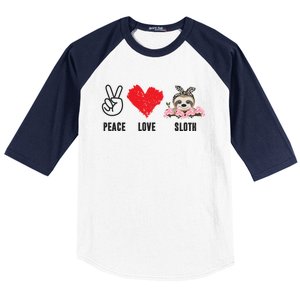 Peace Love Sloth Funny Sloth Love Great Gift Baseball Sleeve Shirt