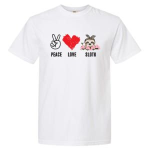 Peace Love Sloth Funny Sloth Love Great Gift Garment-Dyed Heavyweight T-Shirt