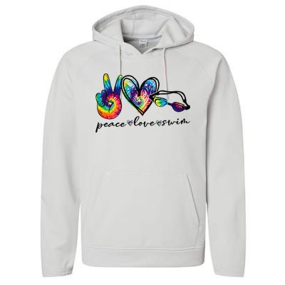 Peace Love Swim Tie Dye Swimmer Performance Fleece Hoodie