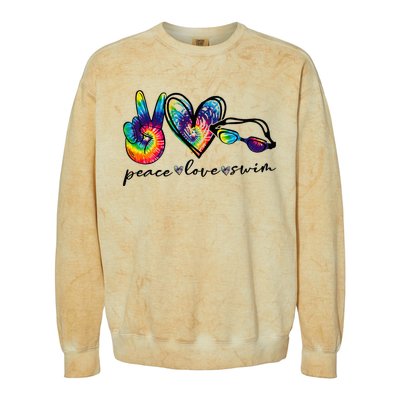 Peace Love Swim Tie Dye Swimmer Colorblast Crewneck Sweatshirt