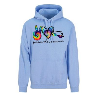 Peace Love Swim Tie Dye Swimmer Unisex Surf Hoodie