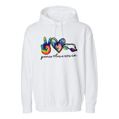 Peace Love Swim Tie Dye Swimmer Garment-Dyed Fleece Hoodie