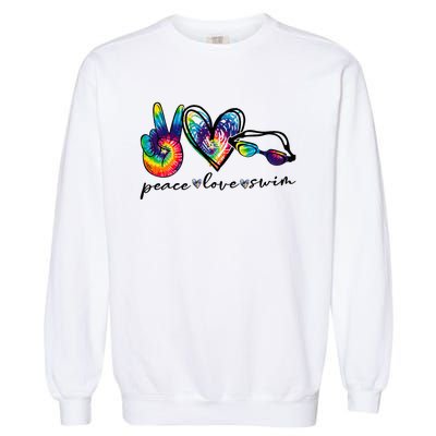 Peace Love Swim Tie Dye Swimmer Garment-Dyed Sweatshirt