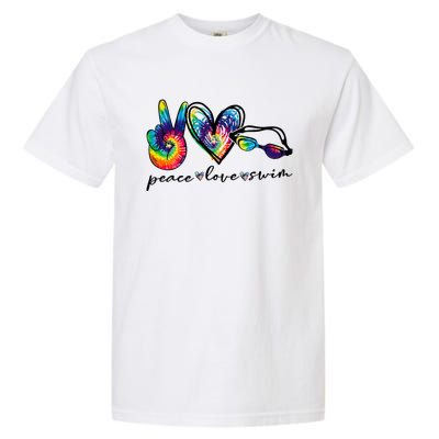 Peace Love Swim Tie Dye Swimmer Garment-Dyed Heavyweight T-Shirt