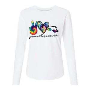 Peace Love Swim Tie Dye Swimmer Womens Cotton Relaxed Long Sleeve T-Shirt