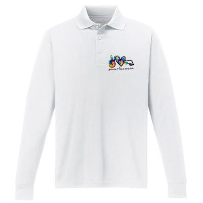 Peace Love Swim Tie Dye Swimmer Performance Long Sleeve Polo