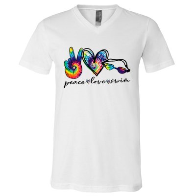 Peace Love Swim Tie Dye Swimmer V-Neck T-Shirt