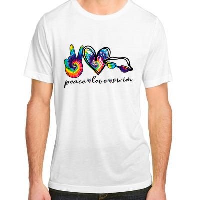 Peace Love Swim Tie Dye Swimmer Adult ChromaSoft Performance T-Shirt