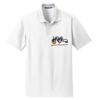 Peace Love Swim Tie Dye Swimmer Dry Zone Grid Polo