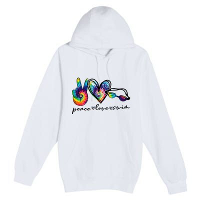 Peace Love Swim Tie Dye Swimmer Premium Pullover Hoodie