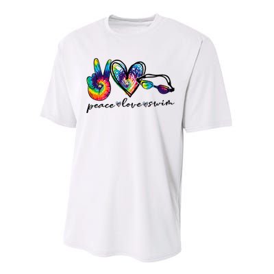 Peace Love Swim Tie Dye Swimmer Performance Sprint T-Shirt