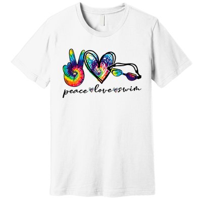 Peace Love Swim Tie Dye Swimmer Premium T-Shirt