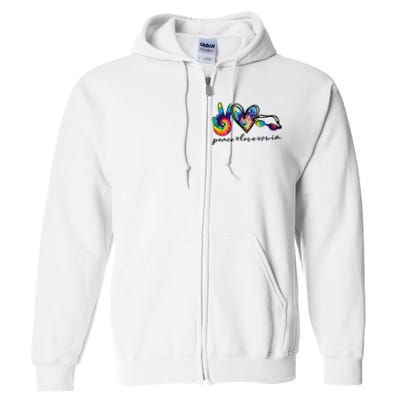 Peace Love Swim Tie Dye Swimmer Full Zip Hoodie