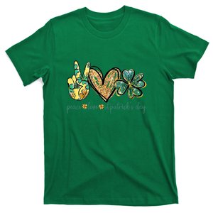 Peace Love St. Patrick's Day Irish Lucky Shamrock T-Shirt