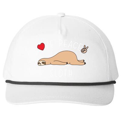 Peace Love Sloth Funny Cute Lazy Animal Kawaii Funny Gift Snapback Five-Panel Rope Hat