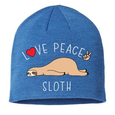 Peace Love Sloth Funny Cute Lazy Animal Kawaii Funny Gift Sustainable Beanie