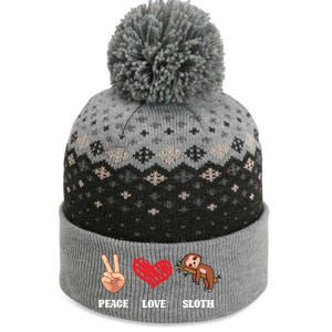 Peace Love Sloth Funny Lazy Sloths Animal Lover Graphic Gift The Baniff Cuffed Pom Beanie