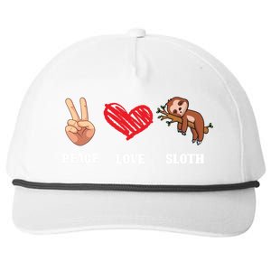 Peace Love Sloth Funny Lazy Sloths Animal Lover Graphic Gift Snapback Five-Panel Rope Hat