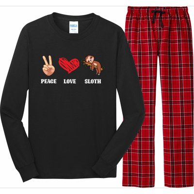 Peace Love Sloth Funny Lazy Sloths Animal Lover Graphic Gift Long Sleeve Pajama Set