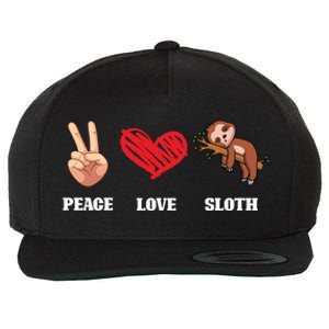 Peace Love Sloth Funny Lazy Sloths Animal Lover Graphic Gift Wool Snapback Cap