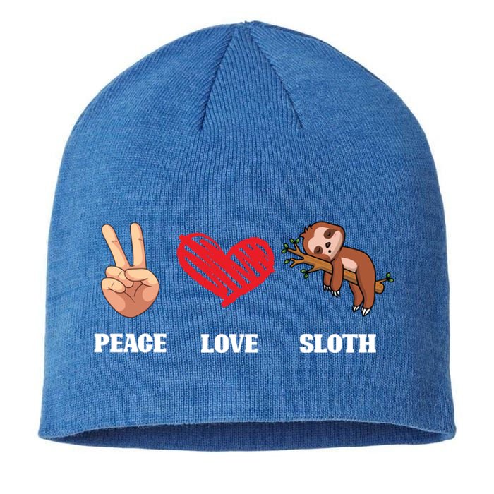 Peace Love Sloth Funny Lazy Sloths Animal Lover Graphic Gift Sustainable Beanie