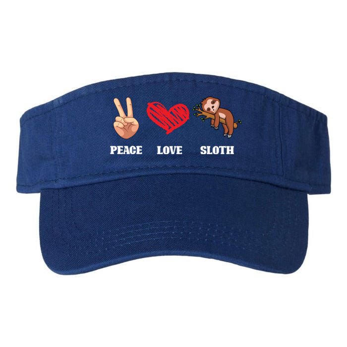 Peace Love Sloth Funny Lazy Sloths Animal Lover Graphic Gift Valucap Bio-Washed Visor