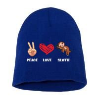 Peace Love Sloth Funny Lazy Sloths Animal Lover Graphic Gift Short Acrylic Beanie