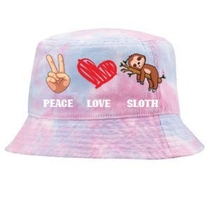 Peace Love Sloth Funny Lazy Sloths Animal Lover Graphic Gift Tie-Dyed Bucket Hat