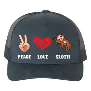 Peace Love Sloth Funny Lazy Sloths Animal Lover Graphic Gift Yupoong Adult 5-Panel Trucker Hat