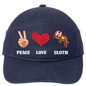 Peace Love Sloth Funny Lazy Sloths Animal Lover Graphic Gift 7-Panel Snapback Hat