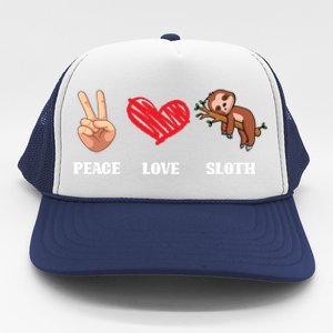 Peace Love Sloth Funny Lazy Sloths Animal Lover Graphic Gift Trucker Hat