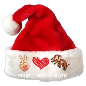 Peace Love Sloth Funny Lazy Sloths Animal Lover Graphic Gift Premium Christmas Santa Hat