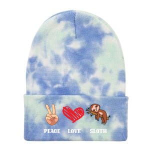 Peace Love Sloth Funny Lazy Sloths Animal Lover Graphic Gift Tie Dye 12in Knit Beanie