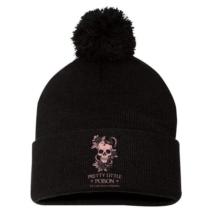 Pretty Little She Came With A Warning Funny Design Pom Pom 12in Knit Beanie