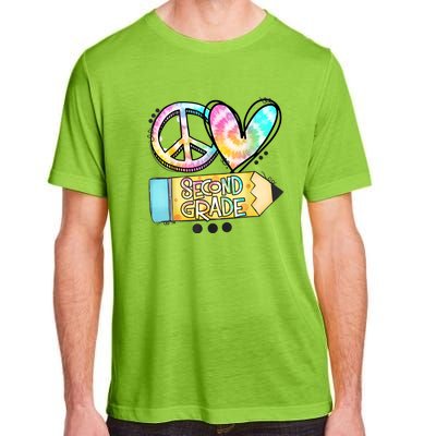 Peace Love Second Grade Funny TieDye Teacher Adult ChromaSoft Performance T-Shirt